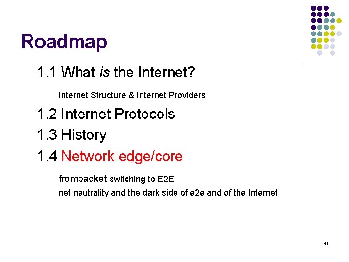 Roadmap 1. 1 What is the Internet? Internet Structure & Internet Providers 1. 2