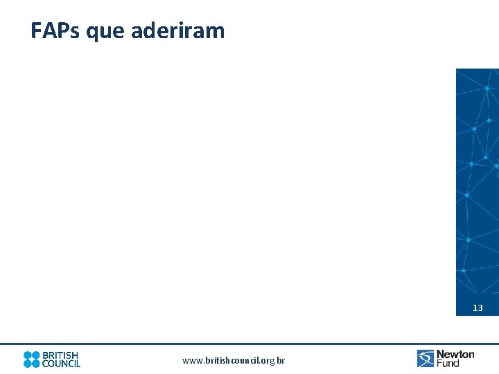 FAPs que aderiram 13 13 www. britishcouncil. org. br 