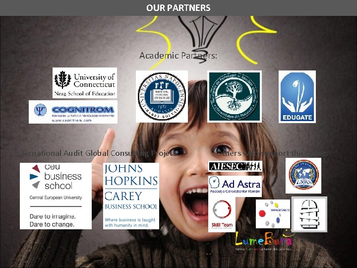 OUR PARTNERS Academic Partners: International Audit Global Consulting Project: Others who support the cause: