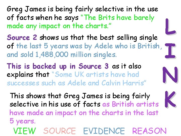 Greg James is being fairly selective in the use of facts when he says