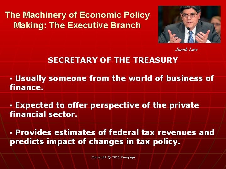 The Machinery of Economic Policy Making: The Executive Branch Jacob Lew SECRETARY OF THE