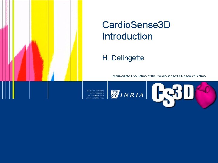 Cardio. Sense 3 D Introduction H. Delingette Intermediate Evaluation of the Cardio. Sense 3