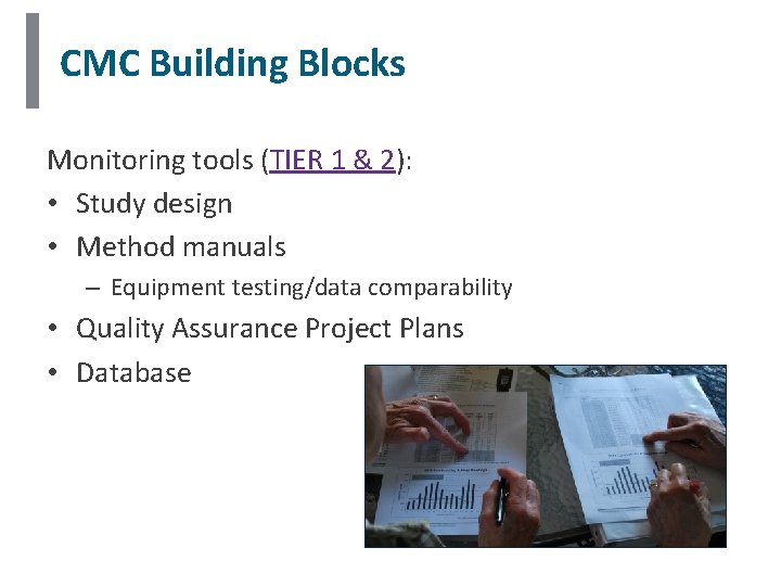 CMC Building Blocks Monitoring tools (TIER 1 & 2): • Study design • Method CMC Building Blocks Monitoring tools (TIER 1 & 2): • Study design • Method