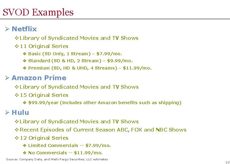 SVOD Examples Ø Netflix v Library of Syndicated Movies and TV Shows v 11