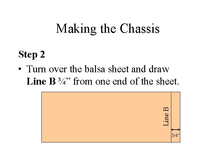 Making the Chassis Line B Step 2 • Turn over the balsa sheet and