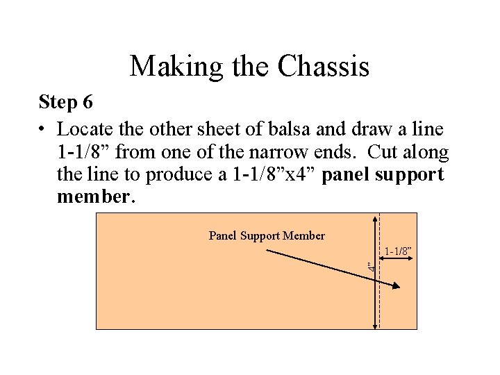 Making the Chassis Step 6 • Locate the other sheet of balsa and draw