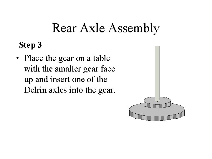 Rear Axle Assembly Step 3 • Place the gear on a table with the