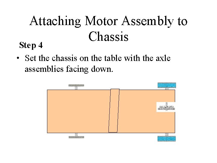 Attaching Motor Assembly to Chassis Step 4 • Set the chassis on the table