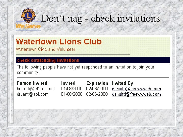 Don’t nag - check invitations 