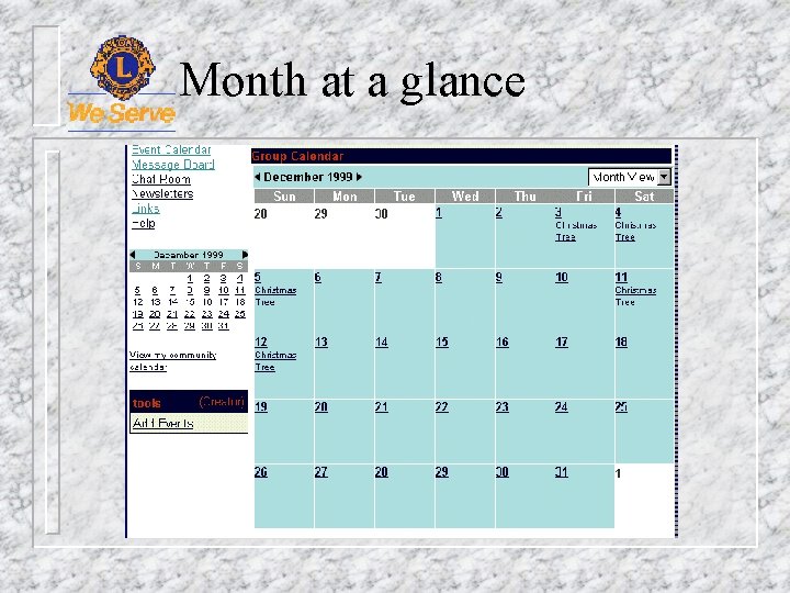 Month at a glance 