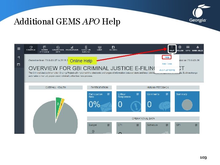 Additional GEMS APO Help Online Help 103 