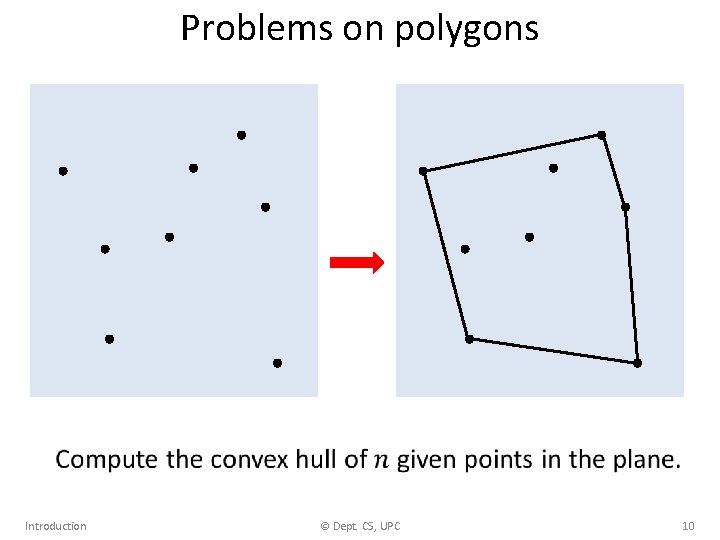 Problems on polygons Introduction © Dept. CS, UPC 10 