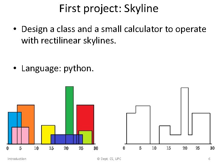 First project: Skyline • Design a class and a small calculator to operate with