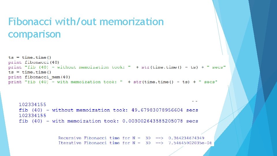 Fibonacci with/out memorization comparison 