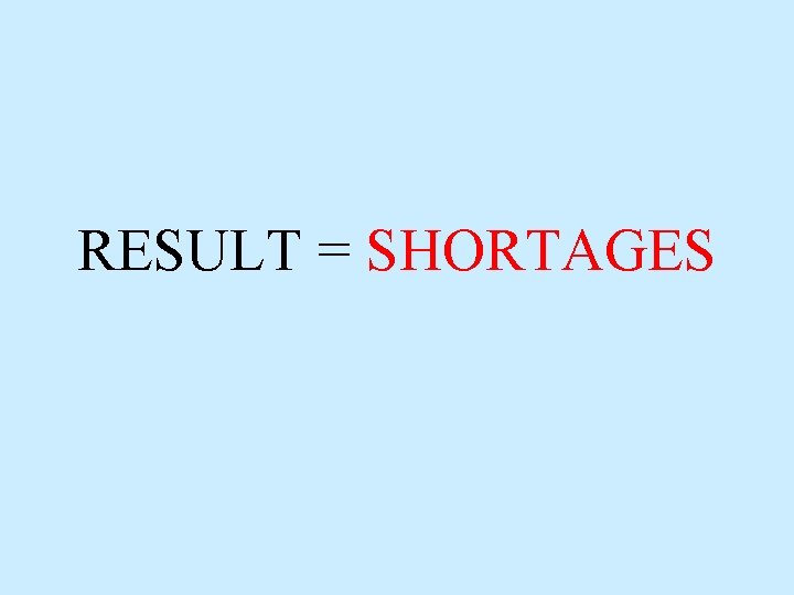 RESULT = SHORTAGES RESULT = SHORTAGES