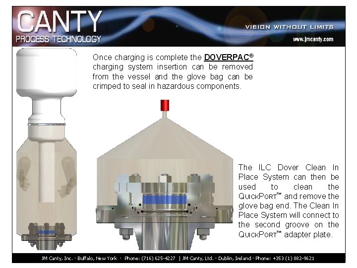 Once charging is complete the DOVERPAC® charging system insertion can be removed from the