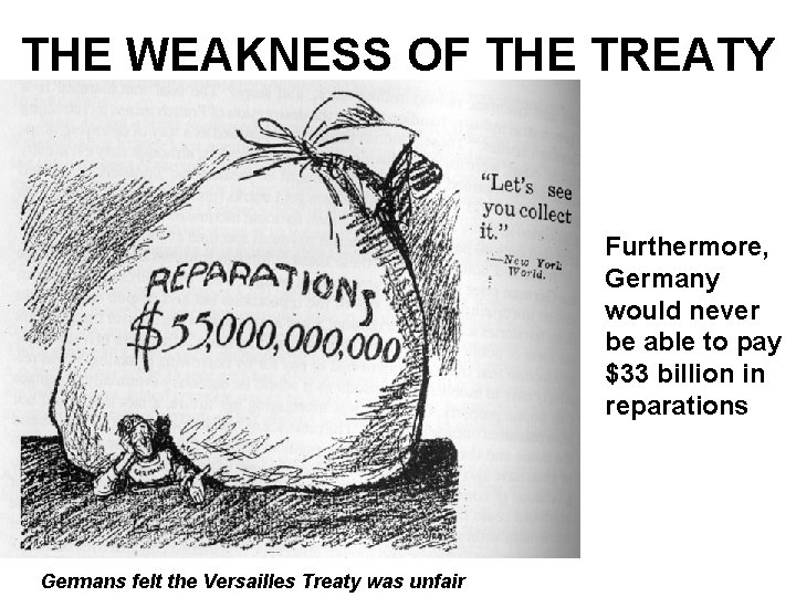 THE WEAKNESS OF THE TREATY Furthermore, Germany would never be able to pay $33