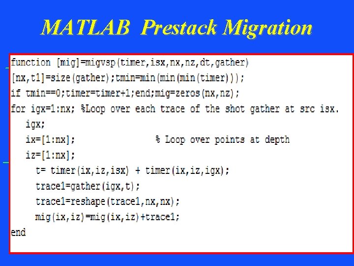 MATLAB Prestack Migration 