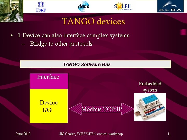TANGO devices • 1 Device can also interface complex systems – Bridge to other