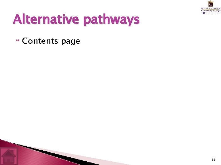 Alternative pathways Contents page 56 