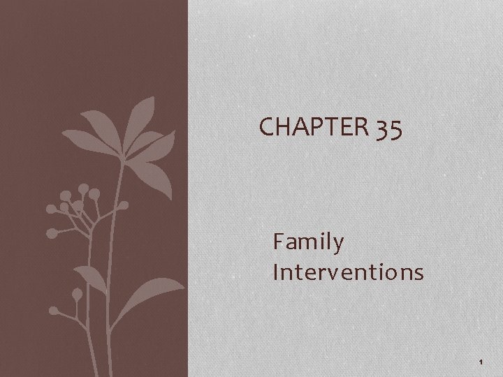 CHAPTER 35 Family Interventions 1 CHAPTER 35 Family Interventions 1