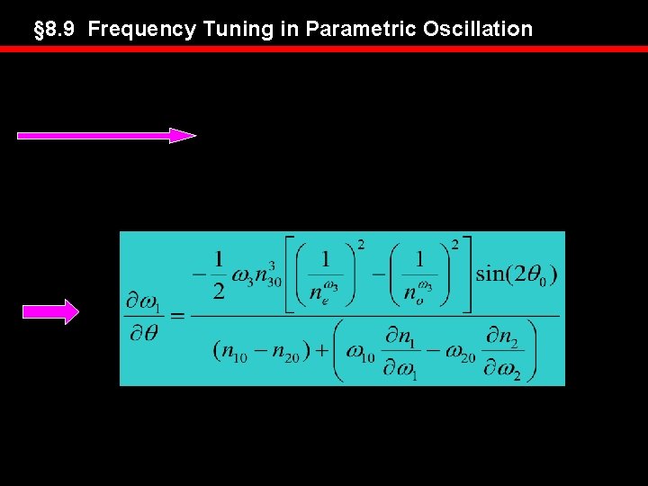 § 8. 9 Frequency Tuning in Parametric Oscillation 