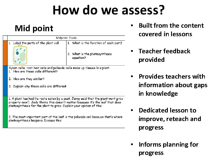 How do we assess? Mid point • Built from the content covered in lessons How do we assess? Mid point • Built from the content covered in lessons