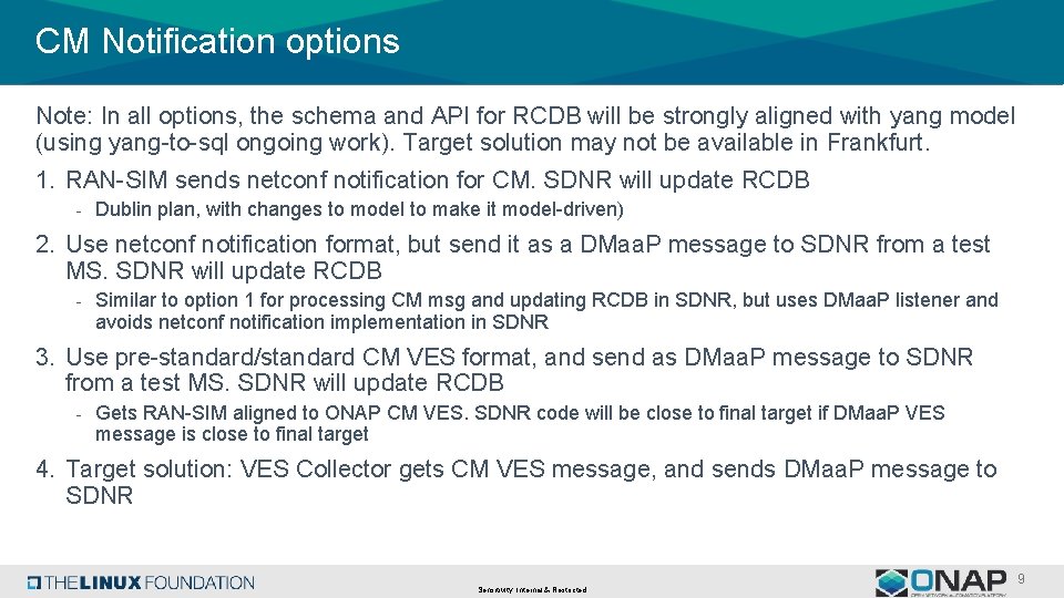 CM Notification options Note: In all options, the schema and API for RCDB will