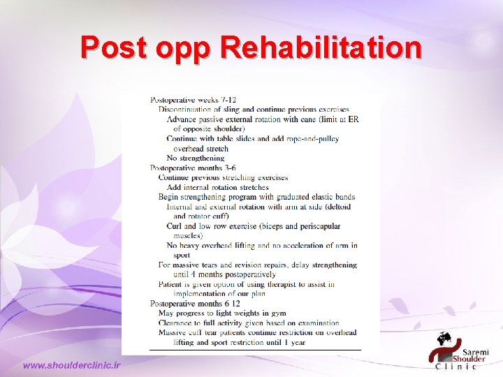 Post opp Rehabilitation Post opp Rehabilitation