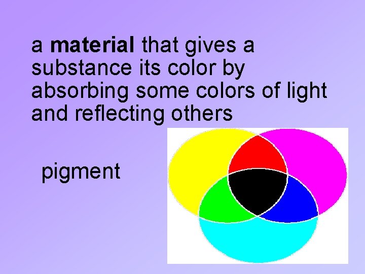 a material that gives a substance its color by absorbing some colors of light