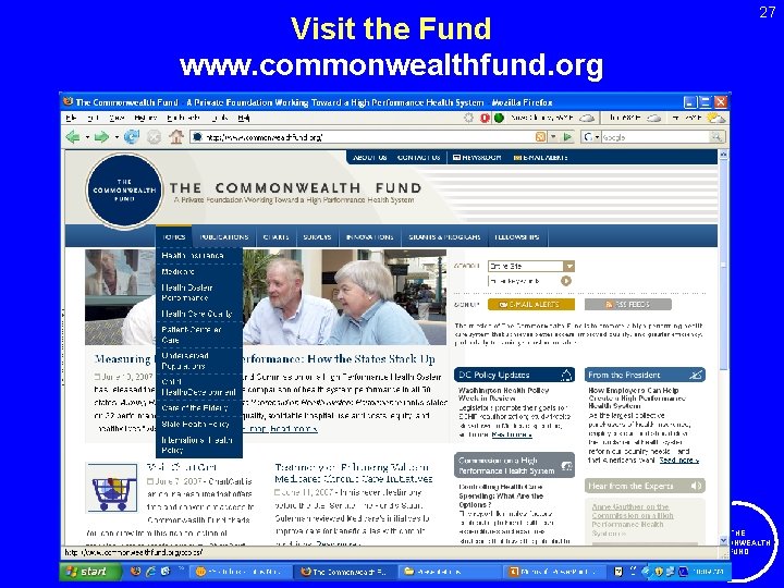 Visit the Fund www. commonwealthfund. org 27 THE COMMONWEALTH FUND 