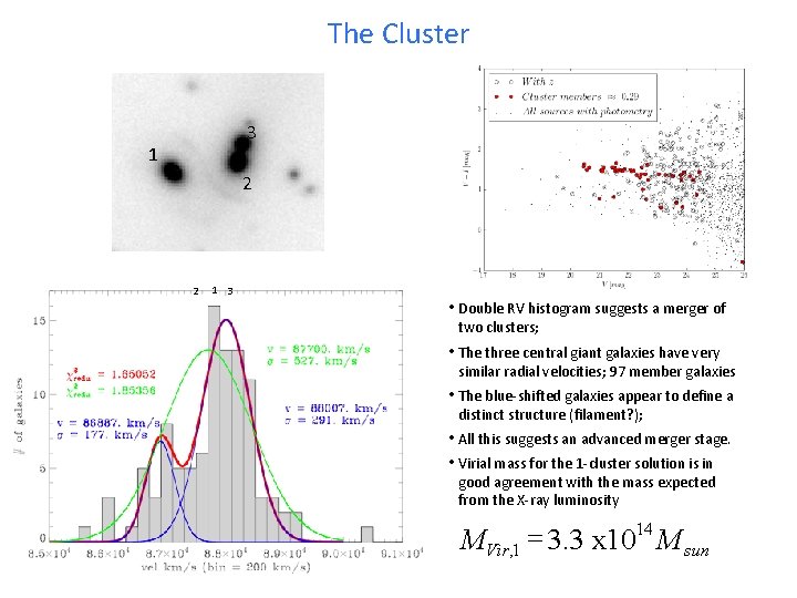 The Cluster 3 1 2 2 1 3 • Double RV histogram suggests a
