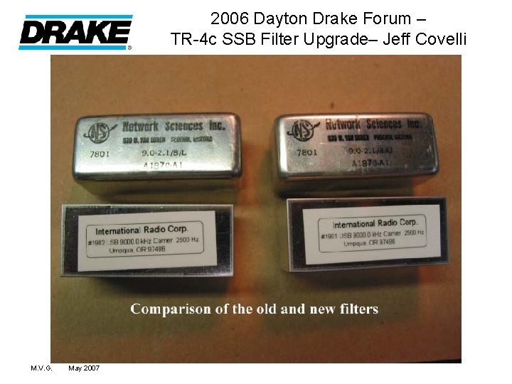 2006 Dayton Drake Forum – TR-4 c SSB Filter Upgrade– Jeff Covelli M. V.