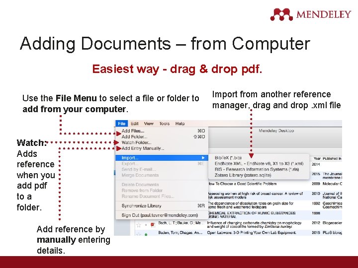 Adding Documents – from Computer Easiest way - drag & drop pdf. Use the