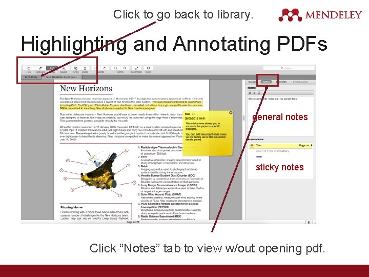 Click to go back to library. Highlighting and Annotating PDFs general notes sticky notes