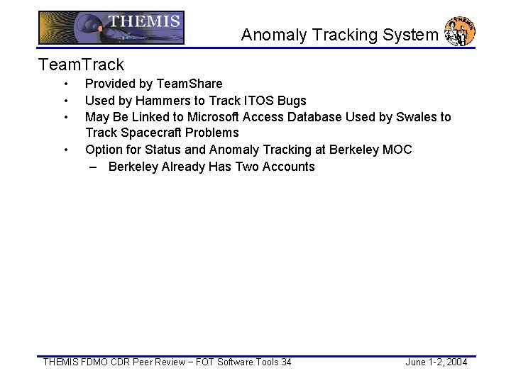 Anomaly Tracking System Team. Track • • Provided by Team. Share Used by Hammers