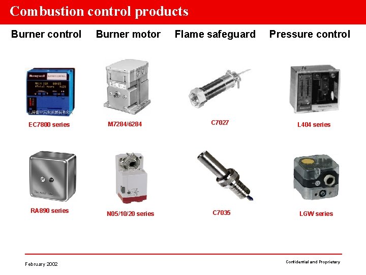 Combustion control products Burner control EC 7800 series RA 890 series February 2002 Burner