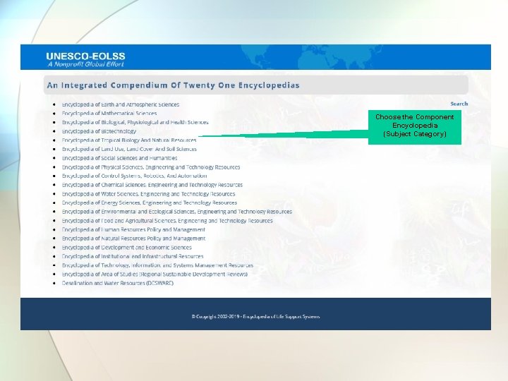 Choose the Component Encyclopedia (Subject Category) 