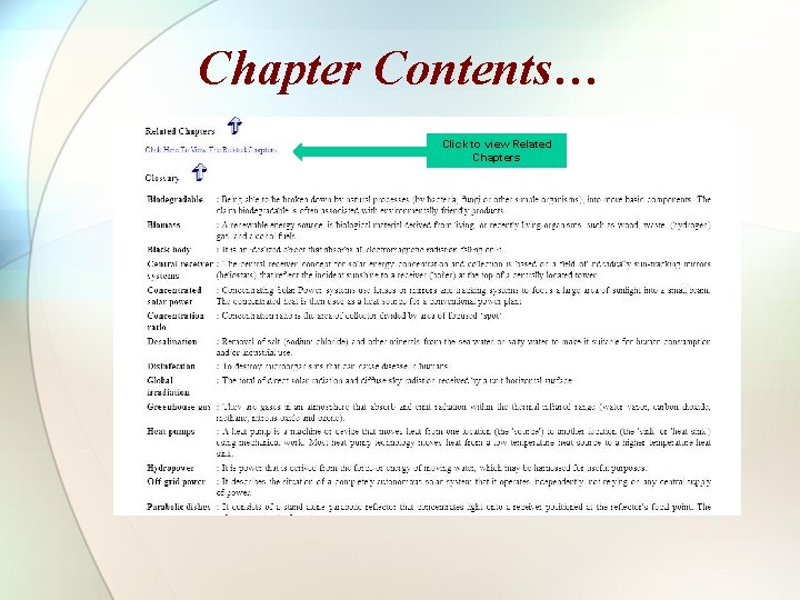 Chapter Contents… Click to view Related Chapters 