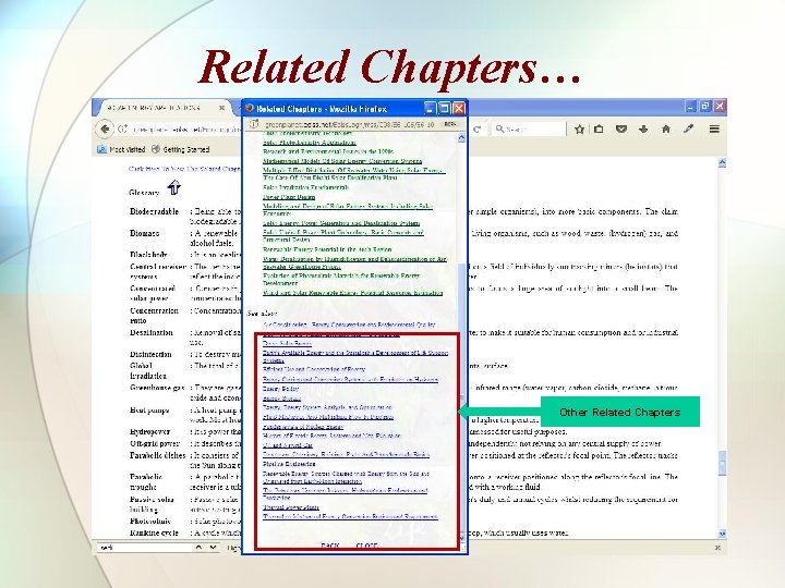 Related Chapters… Other Related Chapters 