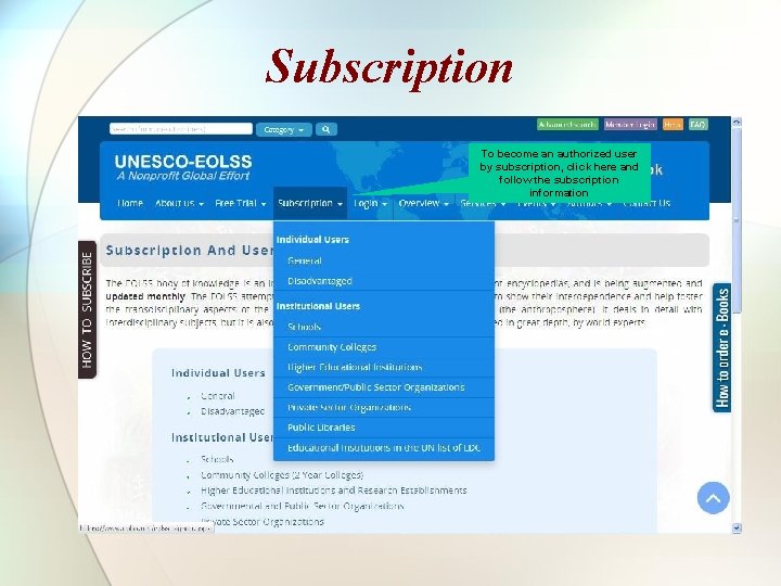 Subscription To become an authorized user by subscription, click here and follow the subscription