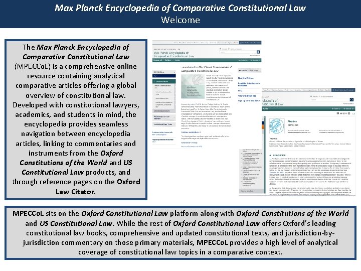 Max Planck Encyclopedia of Comparative Constitutional Law Welcome The Max Planck Encyclopedia of Comparative