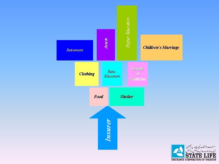 Clothing Basic Education Children’s Marriage Health & Medicine Shelter Insurer Food Higher Education Assets