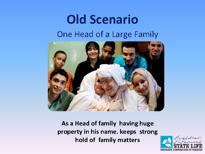 Old Scenario One Head of a Large Family As a Head of family having