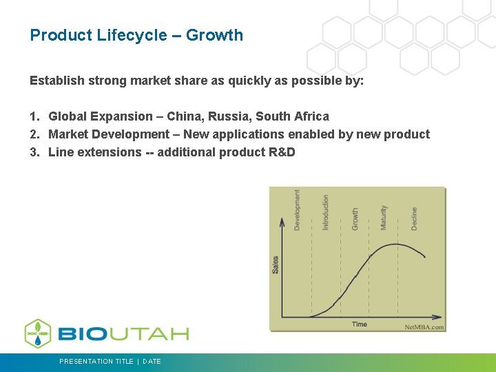 Product Lifecycle – Growth Establish strong market share as quickly as possible by: 1.