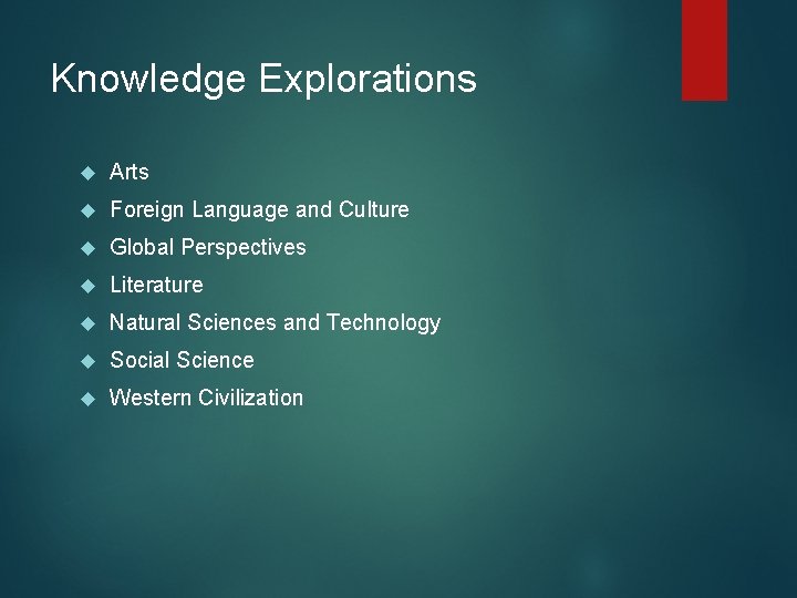 Knowledge Explorations Arts Foreign Language and Culture Global Perspectives Literature Natural Sciences and Technology