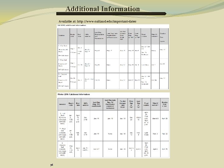 Additional Information Available at: http: //www. oakland. edu/important-dates 36 