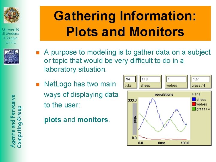 Gathering Information: Plots and Monitors Agents and Pervasive Computing Group Università di Modena e