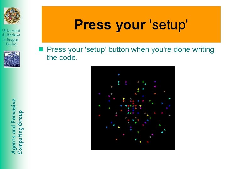 Università di Modena e Reggio Emilia Press your 'setup' button when you're done writing