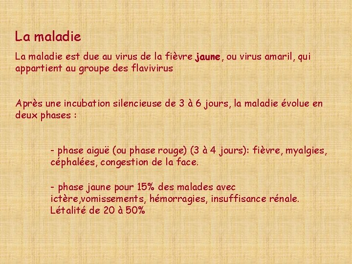 La maladie est due au virus de la fièvre jaune, ou virus amaril, qui